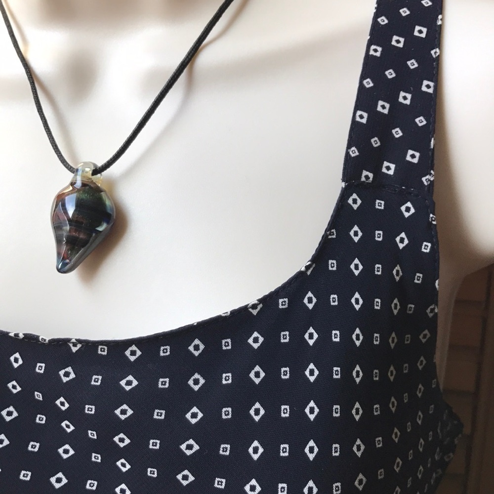 Maxi dress Navy + White asymmetrical hem size Small - Picture 3 of 13
